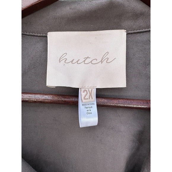 Hutch Anthropologie Faux Suede Moto Jacket Zippers Sz 2X In Grey - Picture 14 of 16